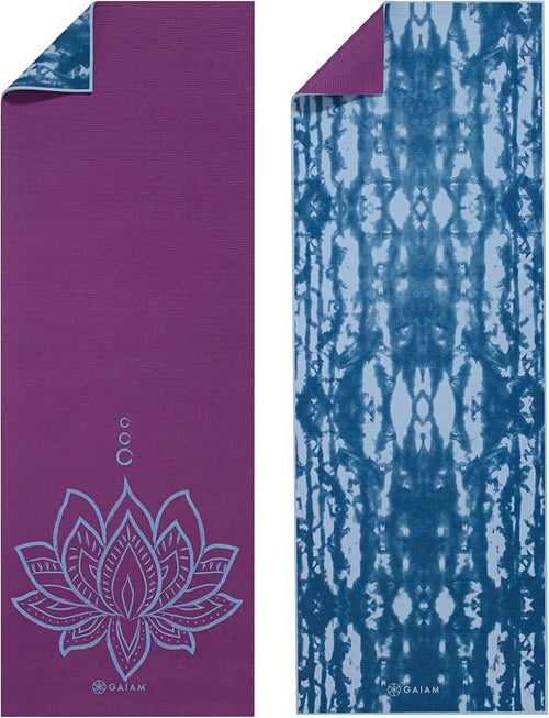Gaiam Yoga Mat - Premium 6Mm Print Reversible Extra Thick Non Slip Exercise