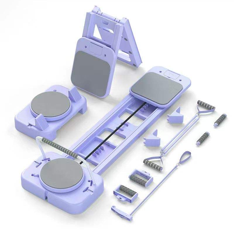 Foldable Pilates Reformer Board with Resistance Bands Multi-Functional Core Training Machine for Home Fitness & Full Body Workout