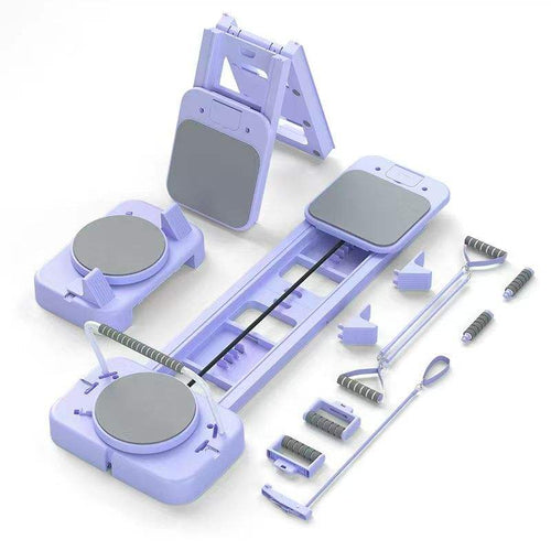 Foldable Pilates Reformer Board with Resistance Bands Multi-Functional Core Training Machine for Home Fitness & Full Body Workout