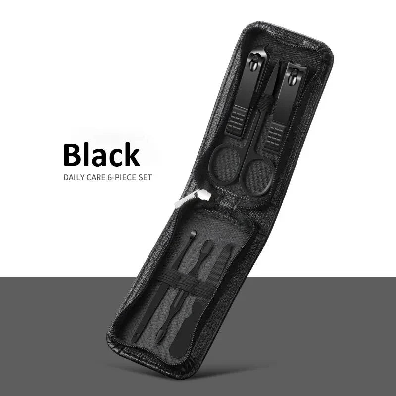 Luxury Manicure & Pedicure Kit – Bright Black Grooming Set