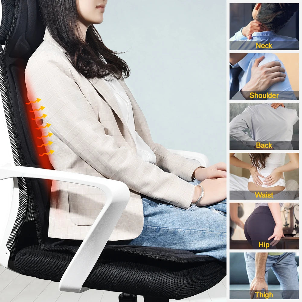 Heated Massage Cushion – Relaxing Vibration for Neck & Back
