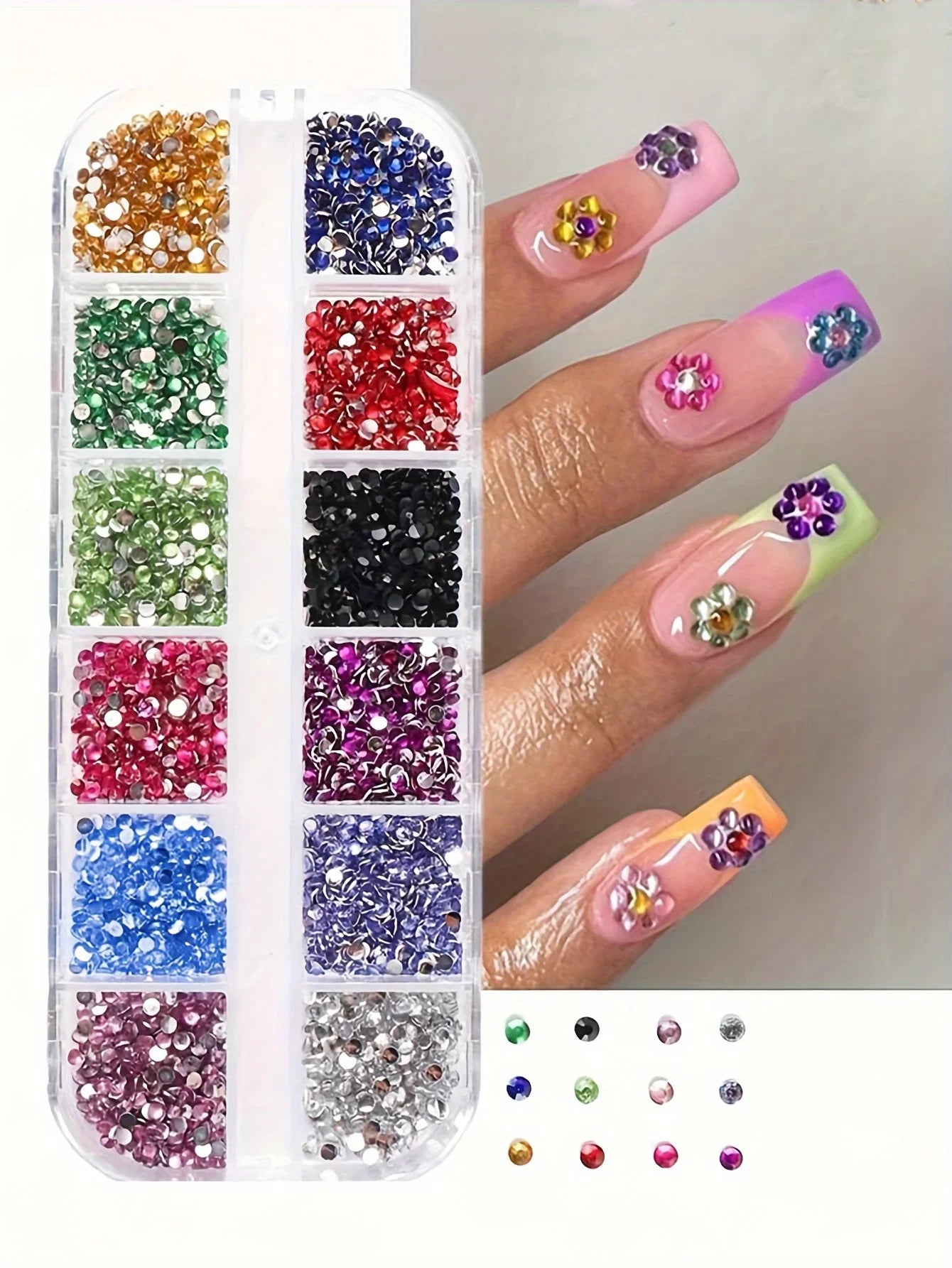 Grid Shimmering Nail Rhinestones – Sparkle & Style Anywhere