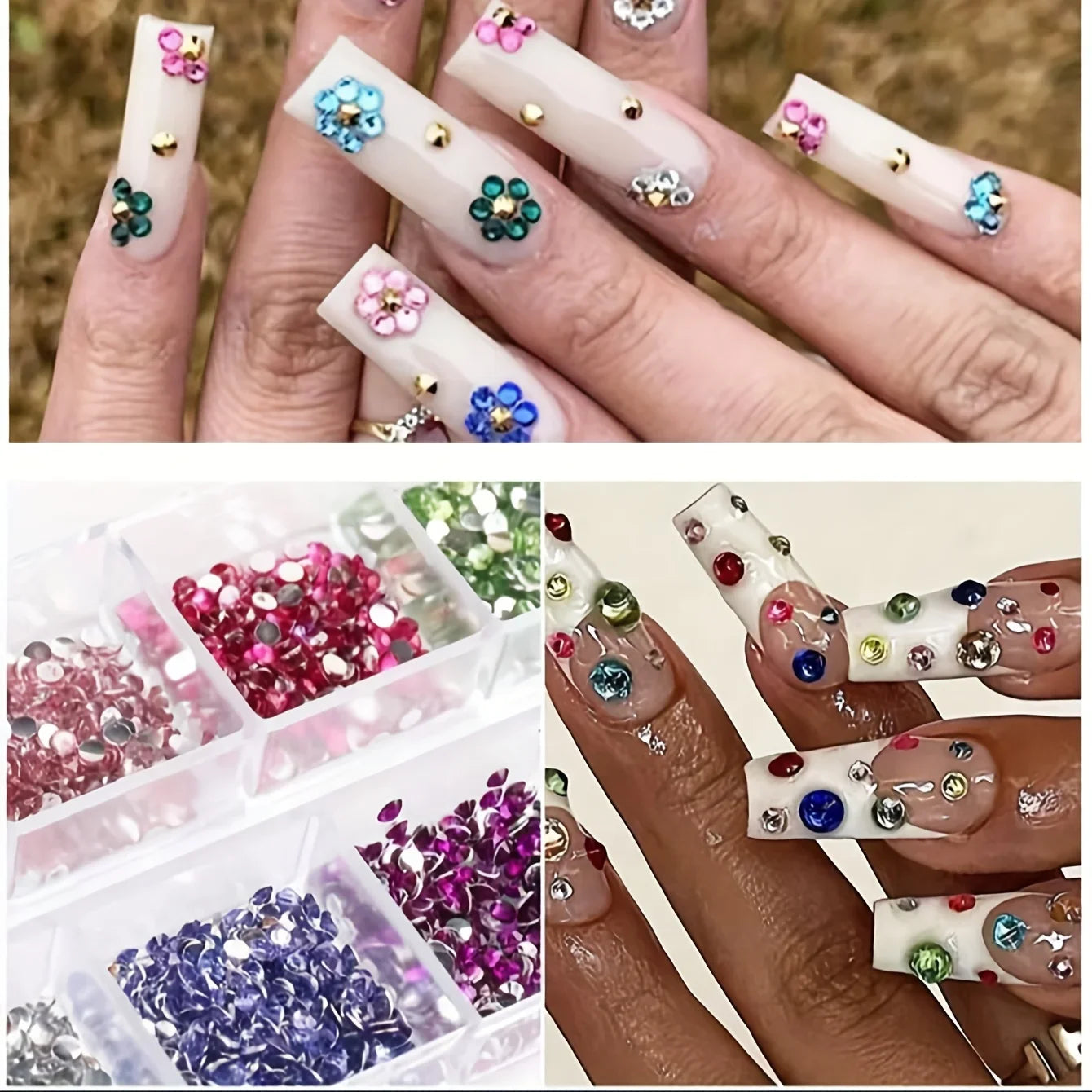 Grid Shimmering Nail Rhinestones – Sparkle & Style Anywhere